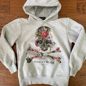 Mastermind Japan Gray Floral Skull Hoodie size Japanese L (more like M)